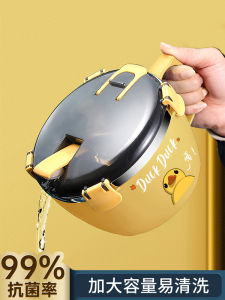 Stainless Steel Noodle Bowl with Lid Large Capacity Convenient Soup Bowl Student Dormitory Dining Set Utensils Bowl Container