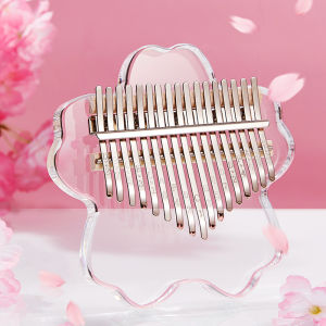 17/21 Keys Kalimba Piano Pink Acrylic Transparent Cherry Blossom Shape Portable Suitable For Beginners With EVA Storage Box
