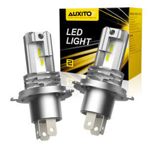 AUXITO 2Pcs H4 LED Motorcycle Car Headlight Bulbs 9003 HB2 CSP LED High Low Beam Lamp Wireless Fanless Mini Size 6500K 12000LM
