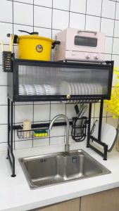 Kệ để chén bát có Nắp đậy kệ đa năng sơn tĩnh điện Cao Cấp 85cm