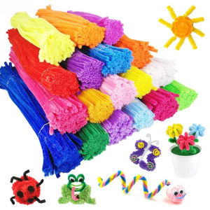 100Pcs Fuzzy Wire Flower Set Colorful Chenille Stems Stick Twisting Bar Bouquet Handmade DIY Toys