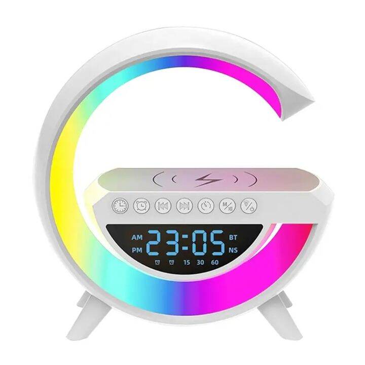 15W Wireless Chargers Bluetooth Speaker Alarm clock desk Lamp 6 in 1 ...