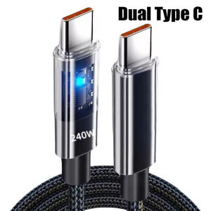 240W Nylon Cable USB Type C Super Fast Charging Cable For Samsung Xiaomi Huawei Honor LED Digital Display Fast Charger Data Cord