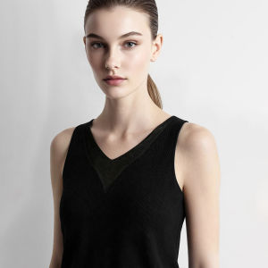 AMII | Slimming V-Neck Knitted Spliced Tank Top