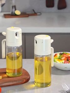 【READY STOCK】550ML New Oil Bottle Spray/Pour Leak-Proof Oil Glass Spray Kitchen Soy Sauce Vinegar Seasoning Bottle