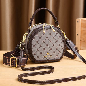 Kangaroo Brand Leather Small Handbag Womens Large Capacity Fashionable Retro Single Shoulder Slant Cross round Bag