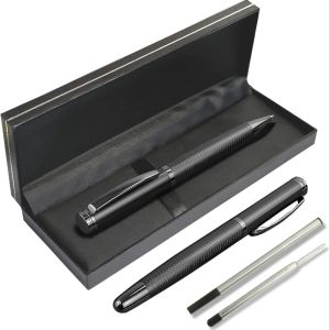1 Set of Ballpoint Pen and Rollerball Pen with Two Replaceable Pen Refills and Gift Box Suitable for Business School Journaling