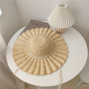 New Style Straw Hat Wheat Straw Beach Hat Womens Large Brim Sunshade Hat Knot round Top Casual Fashion Accessory for All Ages