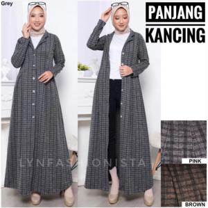 LYNFASHIONISTA-KARDIGAN PANJANG WANITA MUSLIM MOTIF KANCING HIDUP/YUREZA
