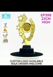 MP399 Plastic Trophy Screw Medal | Trofi Plastik | Custom Logo Available