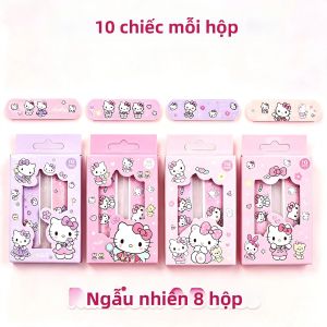 Sanrio | Sanrio Hello Kitty 10-Pack Miếng Dán Chống Thấm Nước Thoáng Khí Thiết Kế Hoạt Hình Dễ Thương Keo Dán Chăm Sóc Vết Thương Văn Phòng Phẩm Nhãn Dán
