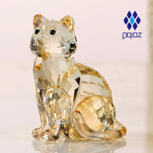 Crystal Cat Figurine Wealth Attracting Office Desktop Decoration Craft Gift for Birthday Good Luck Charm Seven-Valley Festival