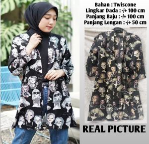 Outer Cardigan Panjang Atasan Wanita Retro Vintage