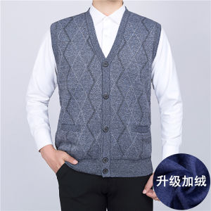 TAO Mens Fashion Collections เสื้อคาดิแกนแขนกุดผู้ชายเสื้อกั๊กกันหนาวผ้ากํามะหยี่เสื้อไหมพรมแขนกุดผู้ชายสไตล์เกาหลี