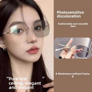 JIFANPAUL | Photochromic Blue Light Blocking Frameless Fashionable Womens Glasses