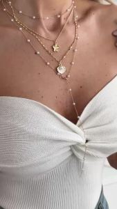 Ingemark 4 Pcs/Set Exquisite Imitation Pearl Scallop Pendant Necklace for Women Trendy Creative Metal Flower Chain New Jewelry