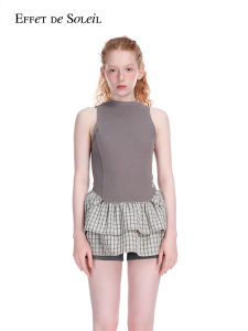 Gingham Panel Sleeveless Dress