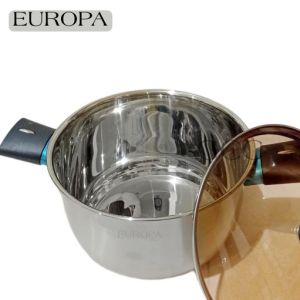 Review & Ulasan: Leoshop888 Soup Pot Induksi Stainless Kuping Dua EUROPA Panci Masak Soto Ukuran 22cm Bahan Tebal Anti Karat Tutup Kaca