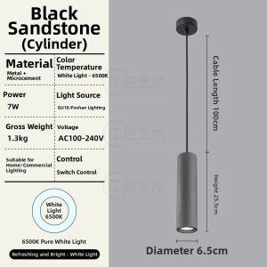 Craftsman Art | Minimal Style Small Pendant Light Water-Grinding Stone Cylindrical Design