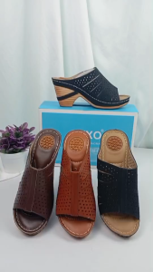 OXXO รองเท้าเพื่อสุขภาพ รองเท้าแตะส้นสูง3นี้ว แบบสวม งานเย็บมือทนทาน สวมใส่สบาย น้ำหนักเบามาก 1A6161