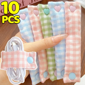 10ชิ้นที่เก็บสายผ้าสายผูกดอกไม้ใช้ซ้ำได้ลวดสายรัดเก็บสำหรับหูฟังสายเคเบิลข้อมูลแหล่งที่เก็บของสำนักงานและที่บ้าน