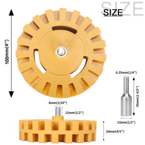 3.5/4inch Car Decal Remover Wheel Rubber Adhesive Remover Wheel Eraser Wheel Tool With Drill Adaptor For RV Truck Boat Aircraft