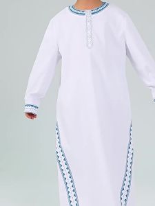 Middle East DUBAI Turkish Boys Print Loose Robe Button Shirt   thobe MSL209