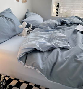 Pure Cotton Bedding Set Dormitory Student Three-Piece Bed Canopy Style Home Use Quilt Cover Double-Border Design Modern Pattern