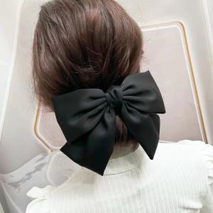 Black Large Bow Hair Clip Womens High End Spring Clamp Hair Accessories Original Design Fresh out Fashionable Hair Accessories