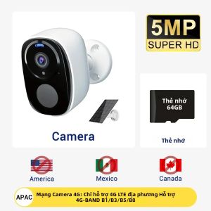 Camera Giám Sát Năng Lượng Mặt Trời 4G 2K 5MP An Ninh Ngoài Trời Không Dây Có Đèn Pha Còi Báo Động Âm Thanh 2 Chiều Camera IP Chạy Bằng Pin Chống Nước