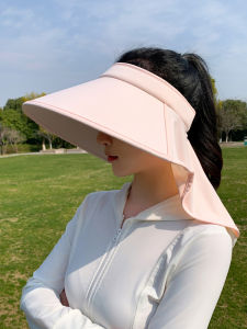 Womens Summer Wide Brim Sun Hat Travel Bike Riding Shade Cap Ice Sensation Large Bracket Anti UV Face Covering Shoulder Length