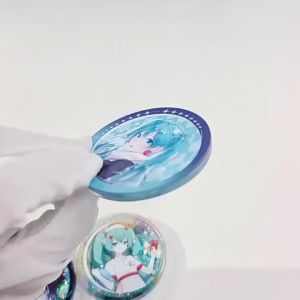 Bandai | Miku Hatsune Anime Acrylic Badge 58mm Double Sided Design Cute Vocaloid Fan Art Collectible Otaku Merchandise New Release Gift