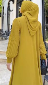 Anemi Set Hijab - Gamis Set Hijab Segi Empat Tangan Plisket Ceruty Baby doll Armany Premium Full Lapis Furing Gamis Ceruty Babydoll Terbaru Harga Murah Model Mewah dan Elegant