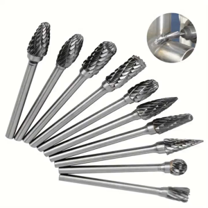 10pcs Tungsten Carbide Milling Cutter Rotary Tool Metal Burr Files Diamond Cutter Woodworking Tools