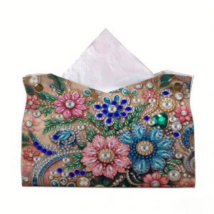 other | 1-Piece Set of Diamond Painting Kit Tissue Box Flower Pattern PU Leather Material Home Office Decoration Creative Holiday Gifts