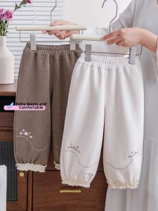 Warm Thick Velvet Winter New Embroidery Pants for Girls