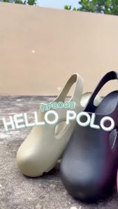 Hello Polo พื้นหนา เสริมส้น แฟชั่น กันลื่น กันน้ำ EVA แตะหัวโต พิ้นนุ่มนิ่ม รองเท้ารัดส้น รองเท้าแตะผู้หญิง HP8008W
