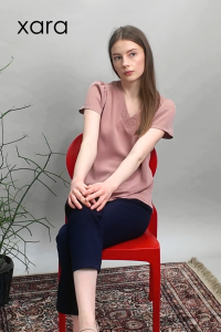 XARA Lexi Short Sleeve Blouse with Neckline Detail