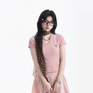 zuocisankon | Lazy Style Dot Pattern V-Neck Short Sleeve Summer T-Shirt