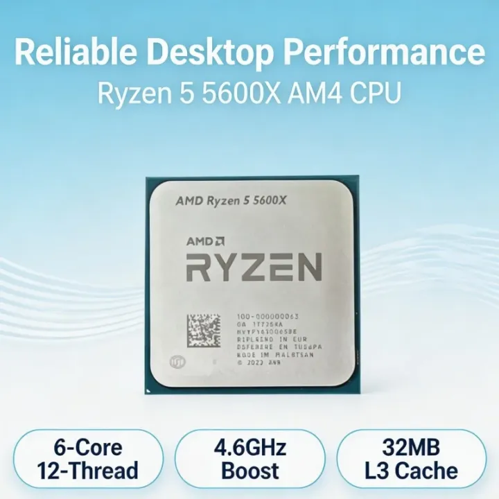 AMD | Ryzen 5 5600X Processor For B450 B550 X570 Mainboard 6C12T 4.6GHz Socket AM4 Tray Version Without cooler