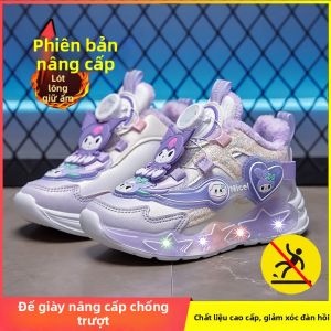 KUOBURENSHENG | Giày Nữ Trẻ Em Hình Thú Mới Mùa Xuân Có Đèn LED Và Khóa Quay Chống Trượt