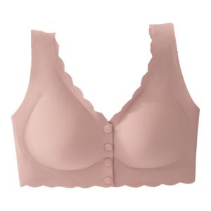 Ying Chang New 558 Wireless Bra Front Button Thin Machine Washable Fixed Cup Soft One Piece Seamless Beautiful Back Pure Color