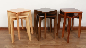 High Quality Natural Rubber Wood Stool - Multipurpose Square Dining Stool with Clear Varnish - Space Saving Stackable Design