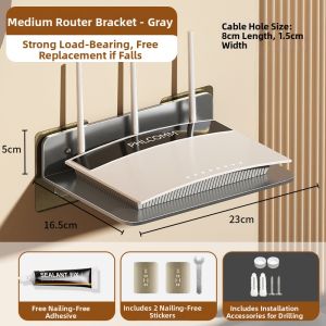 Wall Mounted No-Drill Storage Shelf Bracket