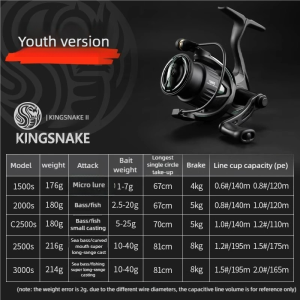 CHILENT KINSNAKE II 1500s-3000s5.2:1 Gear RatioUltra Light Carbon spining reels 9BBS Fishing ReelFor Freshwater Saltwater