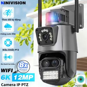 Camera IP PTZ 12MP Zoom Quang Học 8X Màn Hình Kép Giám Sát Ngoài Trời Thông Minh Wifi Tự Động Theo Dõi CCTV Bằng ICsee