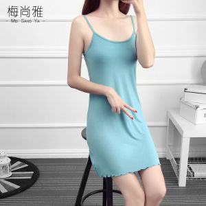 Summer Suspender Bottoming Skirt for Women Mid Length Long Length Wooden Ear Silm Modal Inner Wear plus Size Shift Dress Base Slip Dress
