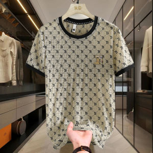 High-End Ice Silk Cool Thin round Neck Short Sleeve Mens T-Shirt Summer Fashion Brand Trendy Mens Half Sleeve Top