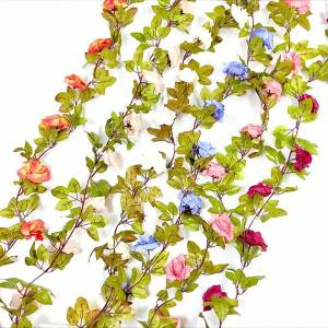 Artificial Rose 17 Rose Vine Artificial Flowers Indoor Ceiling Air Conditioning Wrap Wedding Arch Decoration Wholesale