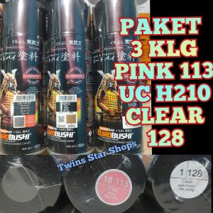 Samurai Paint Paket 3 Kaleng Pilok Pilox Cat Semprot Samurai Paketan Lengkap Ping Pink 113 Epoxy Surfacer UC H210 Clear Pernis Glossy 128 400ml